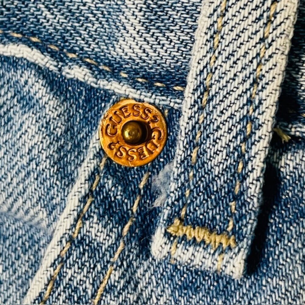 Guess Vintage Triangle Patch Light Wash Denim Jeans Straight Leg 39/40 - Picture 5 of 13